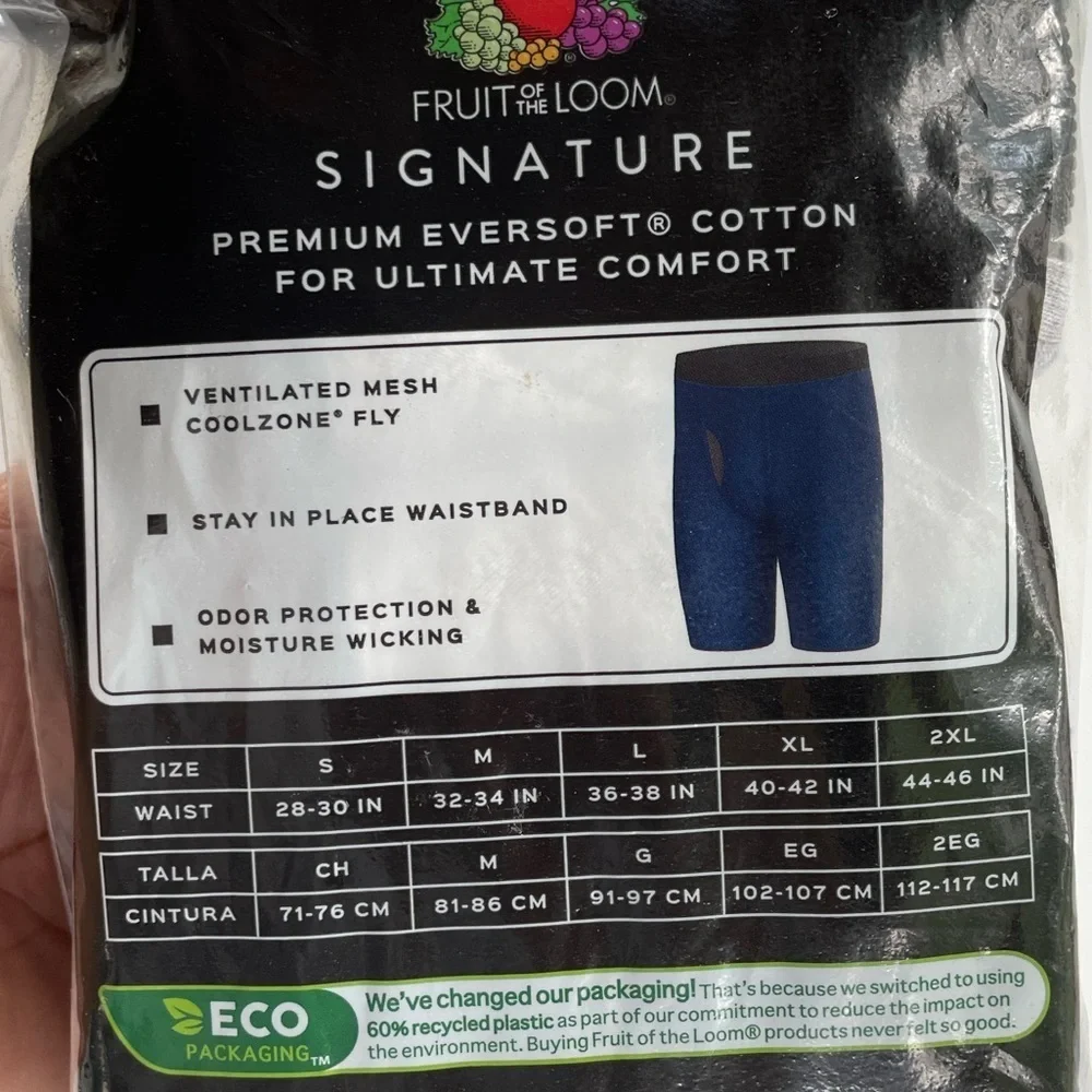 Fruit of the Loom Signature 5-pack Cool Zone Fly Long-Leg Boxer Briefs Sz M